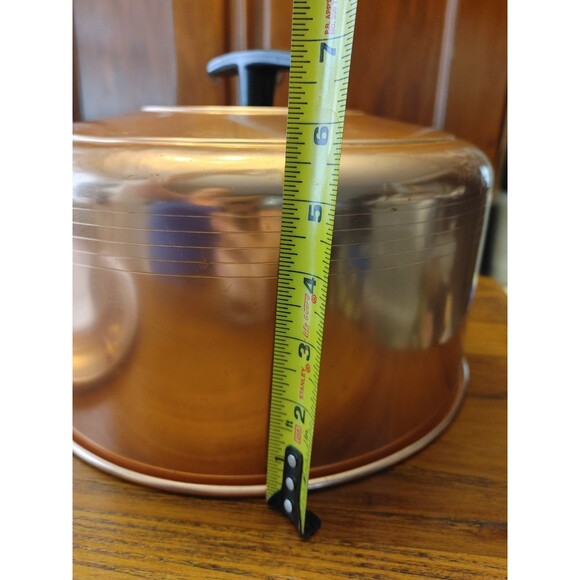 VTG 50s West Bend Rosey Copper Colored Metal locking Cake Carrier 14.5" dia. - Picture 14 of 16